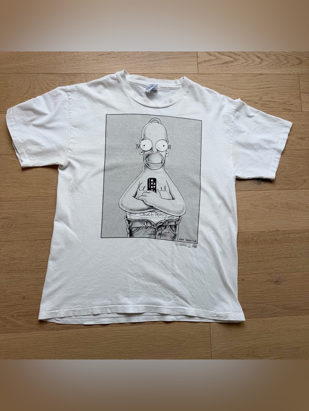 Vintage 1996 The Simpsons Homer Couch Potato Double Sided Tee L